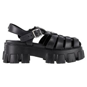Prada Monolith Platform Sandals in Black Rubber